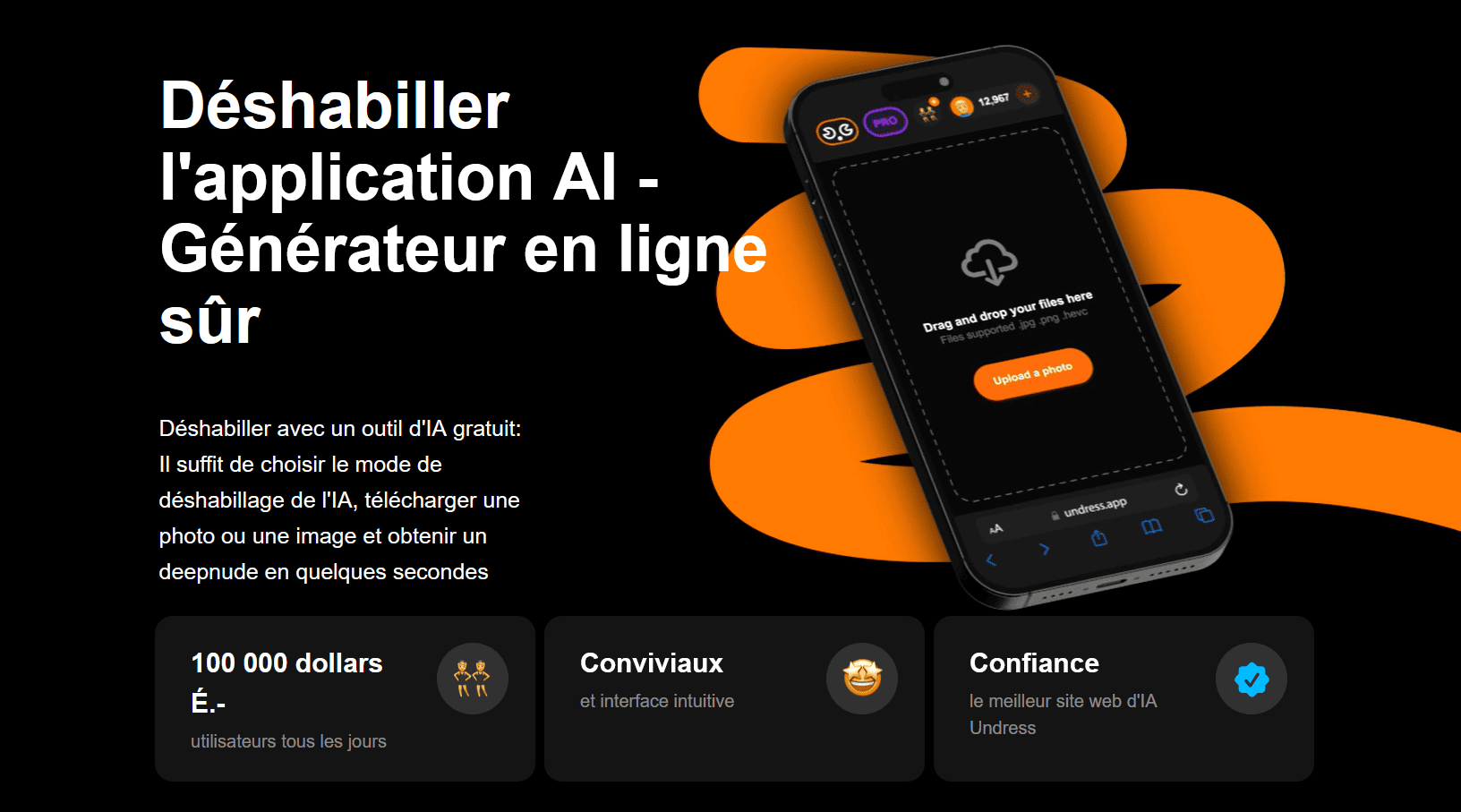 Capture de la page d’accueil de Undress.app